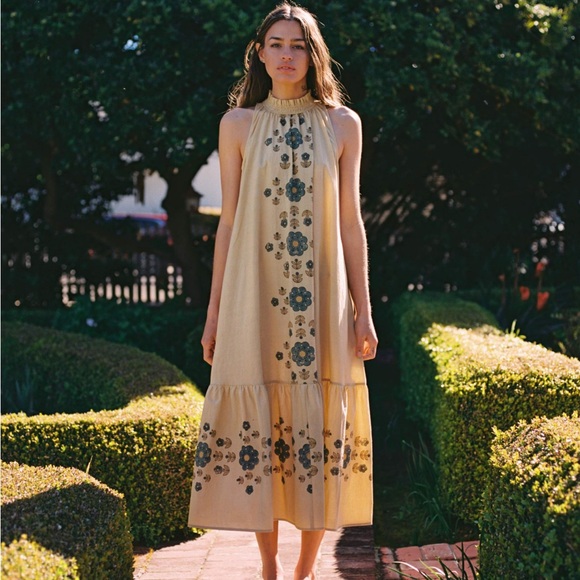 Christy Dawn Floral Maxi Dress in Cream and Green - Picture 2 of 7